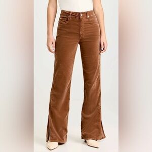 *NWT* AMO Liz Velvet High Rise Split Flare Jeans in Rust